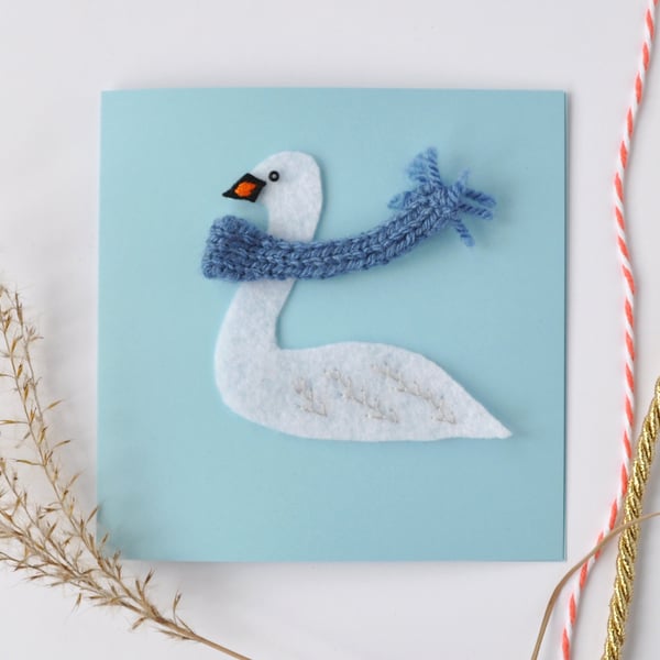 Swan handmade greeting card