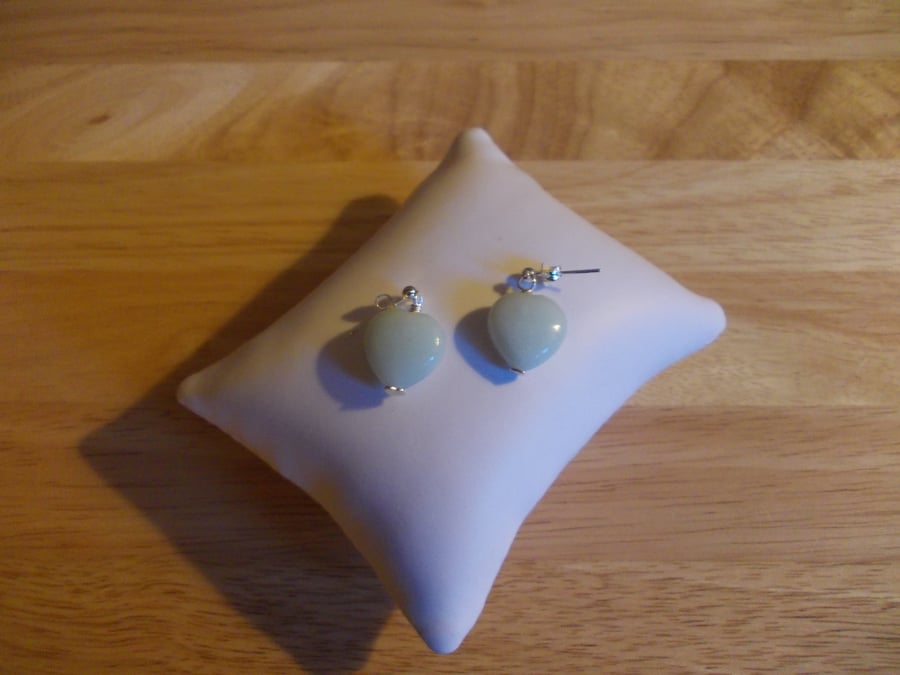 Amazonite heart earrings