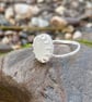 Stunning White Sea Glass and Sterling Silver Ring- Size Q  - 1331