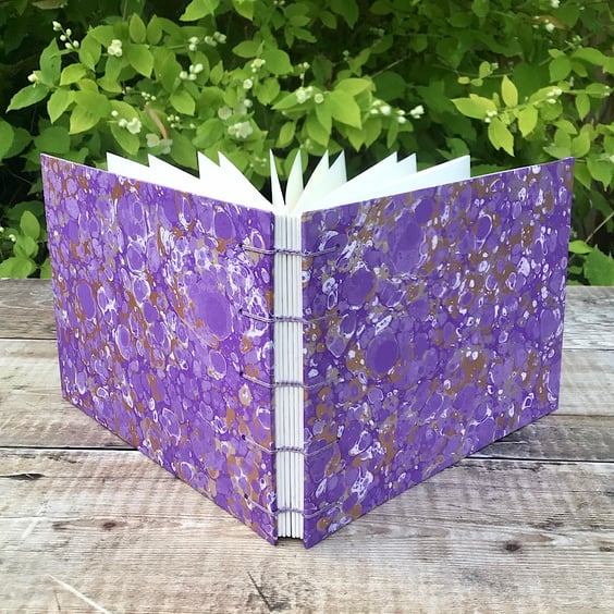 Watercolour Sketchbook with Purple Hand Marbled Paper