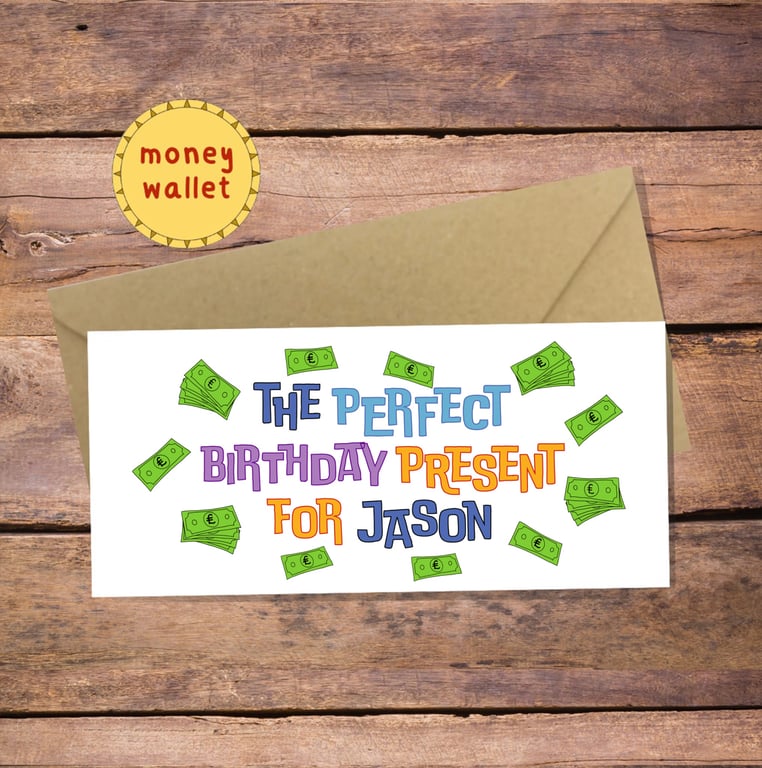 Perfect Birthday Present Personalised Money Wallet Card - cash gift envelope