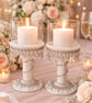 Handmade Pearl Crystal Candle Holders - Wedding Centerpiece Set