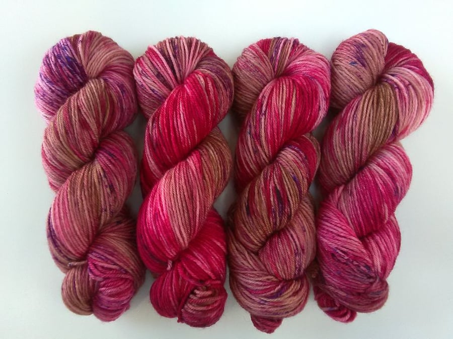 Uncut Ruby Superwash Merino Nylon DK Hand Dyed Yarn