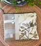 Linen and velvet zip pouch with shell buttons and embroidery - Image 1