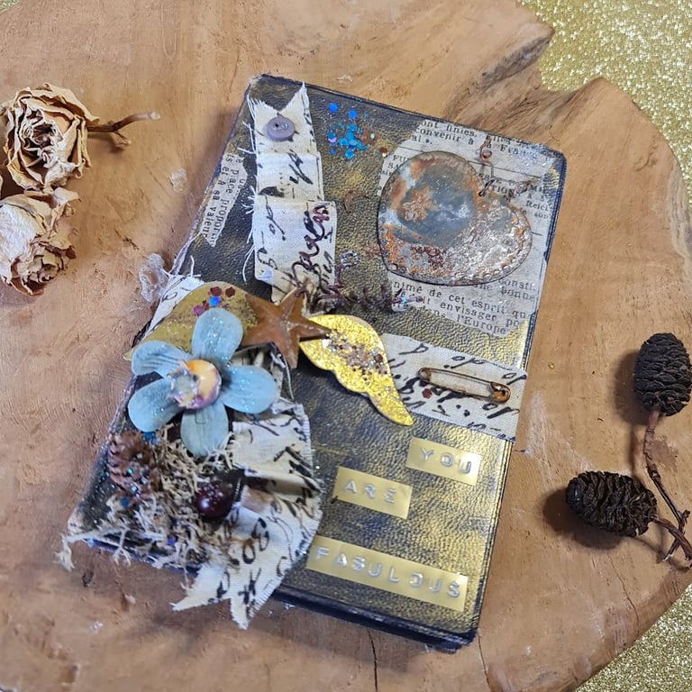  Magical keepsake altered book textile art