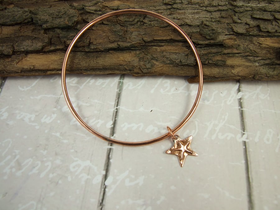 Copper Stacking Bangle with Starfish Charm 