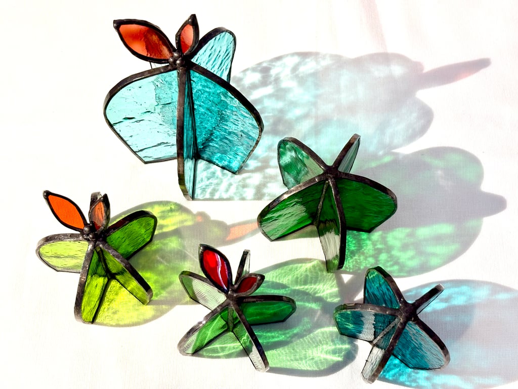 Bottle green stained glass cactus, Evergreen plant decoration, Mothers Day