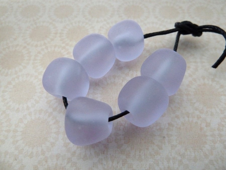 lilac nugget lampwork glass beads