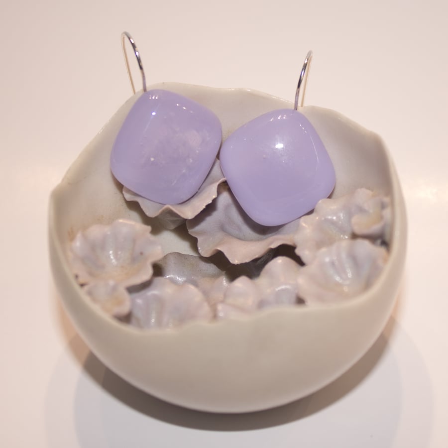 Pale Lilac Fused Glass Earrings - 2006
