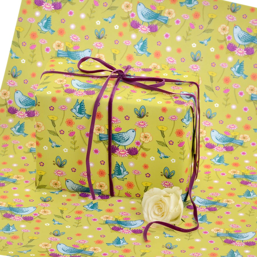 Gift Wrap 2 pack  - Bluebirds & Daisies