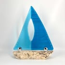 Fused Glass & Drift Wood Sailing Boat 
