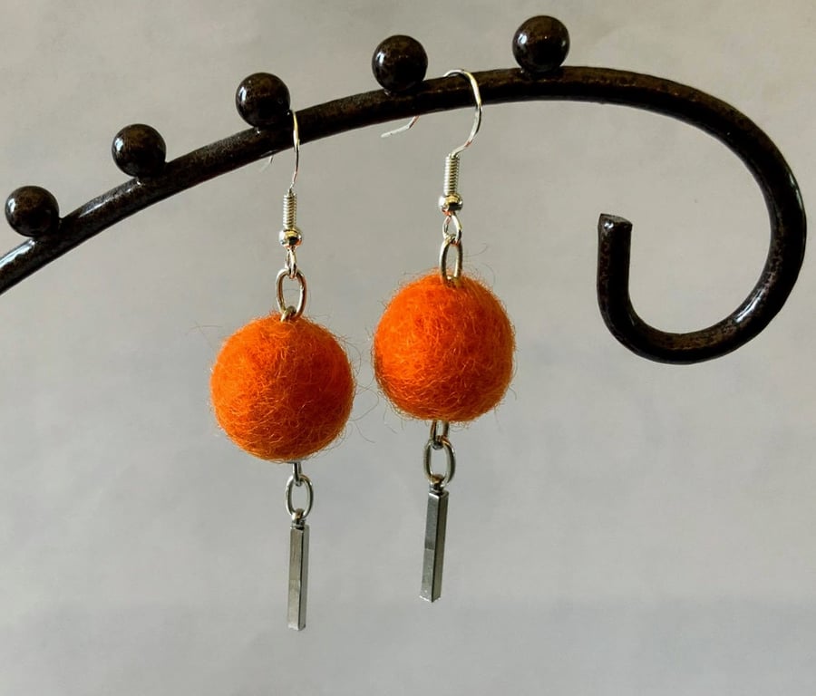 Merino wool ball earrings