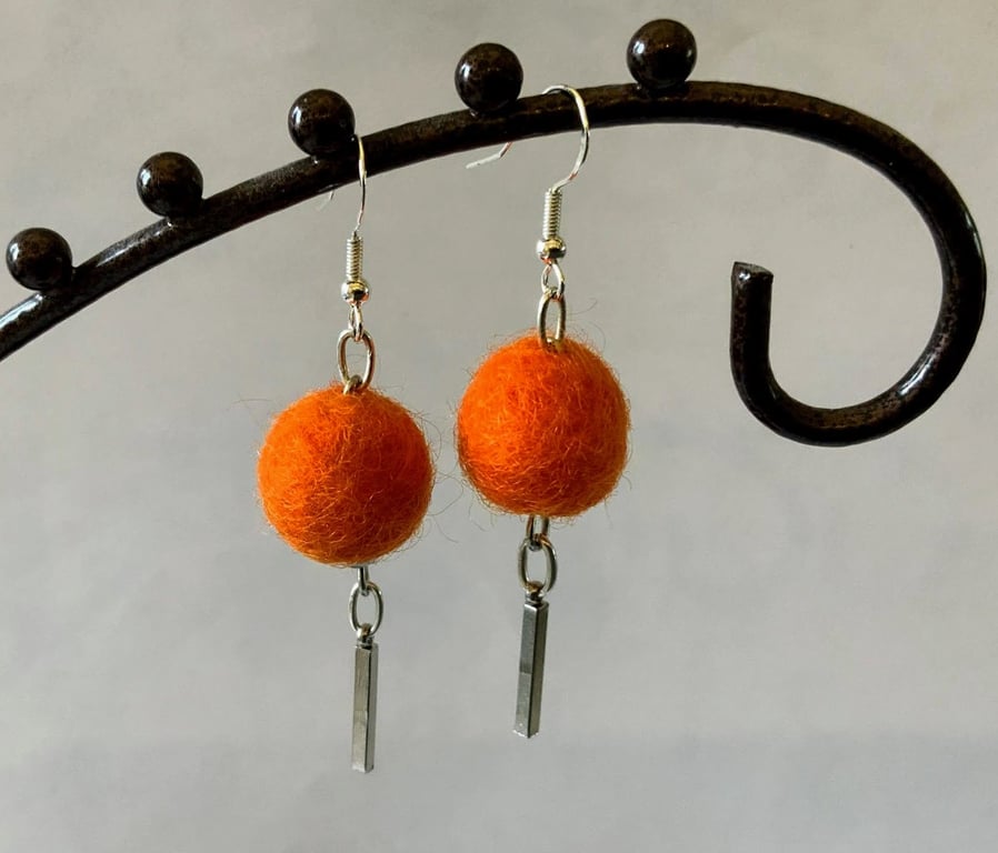 Merino wool ball earrings