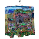 Small art quilt - textile landscape - old barn - wall hanging - eco gift