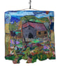 Small art quilt - textile landscape - old barn - wall hanging - eco gift