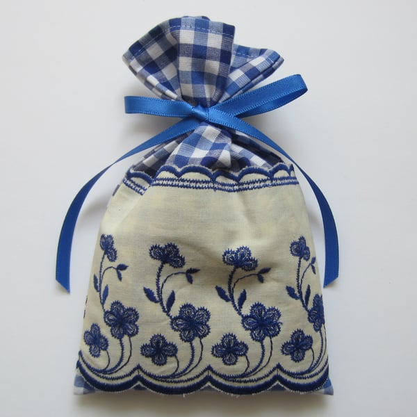 Blue Gingham Floral Lavender Sachet