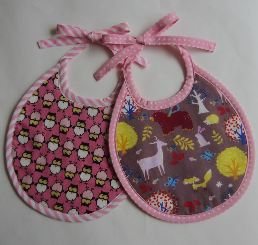 Beautiful Bundle 2 Pink Baby Bibs - First Size