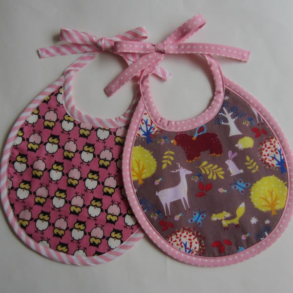 Beautiful Bundle 2 Pink Baby Bibs - First Size