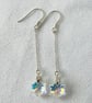 Sterling Silver Aurora Borealis Crystal Snowflake Drop Earrings