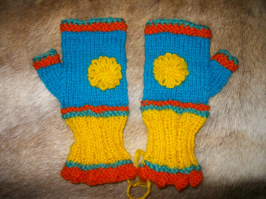 Handspun and Handknit Fingerless Gloves