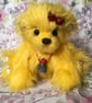 Saffy the yellow snuggly bear, hand sewn collectible teddy bear 