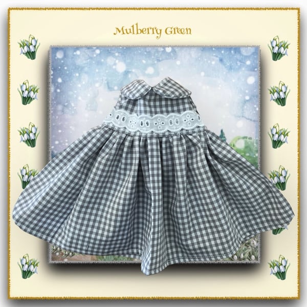 Grey Gingham Dress with Broderie Anglais 