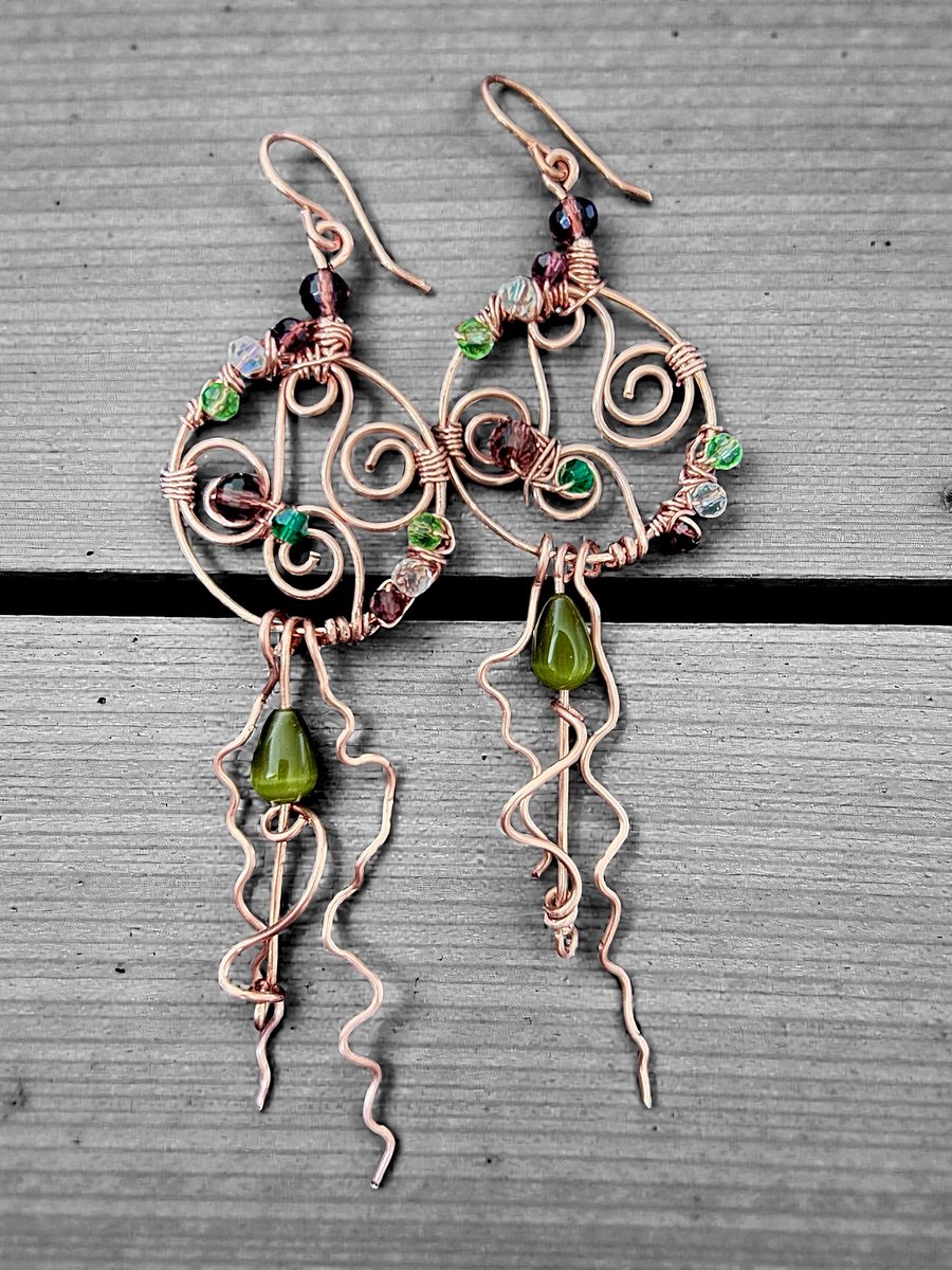 Statement Copper Earrings - 7th Wedding Anniversary, Gift for her