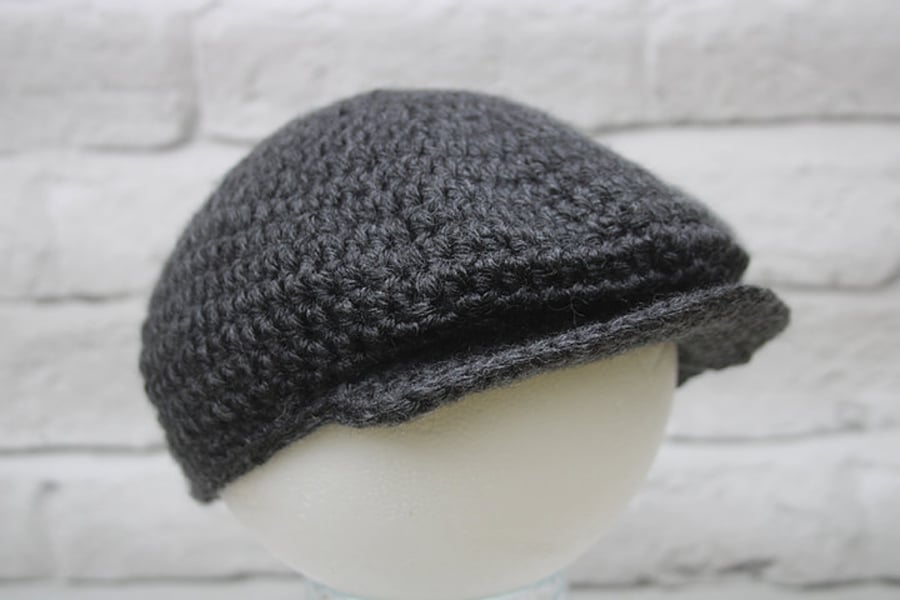 Newsboy Cap, Charcoal Grey, Sizes Baby to Adult