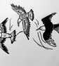 Three Seagulls - lino print picture - Image 2