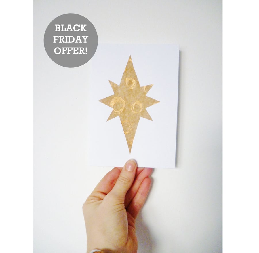 Black Friday Sale - Free Postage - Collaged Star Christmas Card