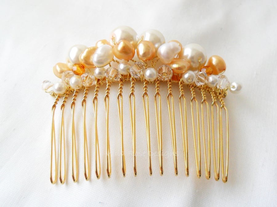  Gold Pearl Hair comb
