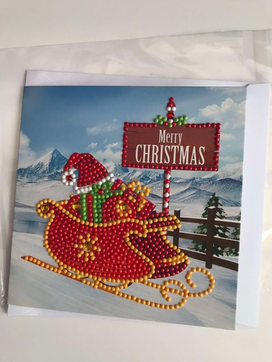  Diamond Art Christmas Card Santa's sleigh