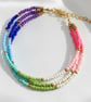 Rainbow Triple Strand Seed Bead Bracelet