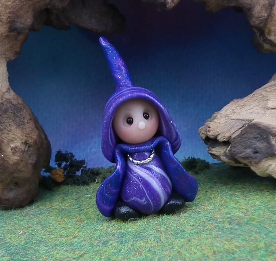 Tiny Garden Gnome 'Maudi' 1.5" OOAK Sculpt by Ann Galvin