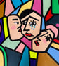 Abstract, multicolored acrylic painting, cubism, modern art - Image 1