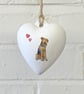 Airedale Terrier Ceramic Heart Bauble
