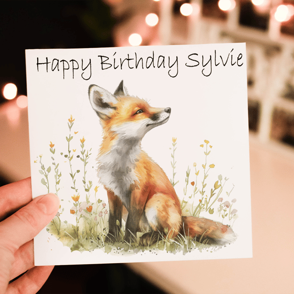 Fox Birthday Card, Fox Birthday Card, Personalized Card, Fox Greeting Card