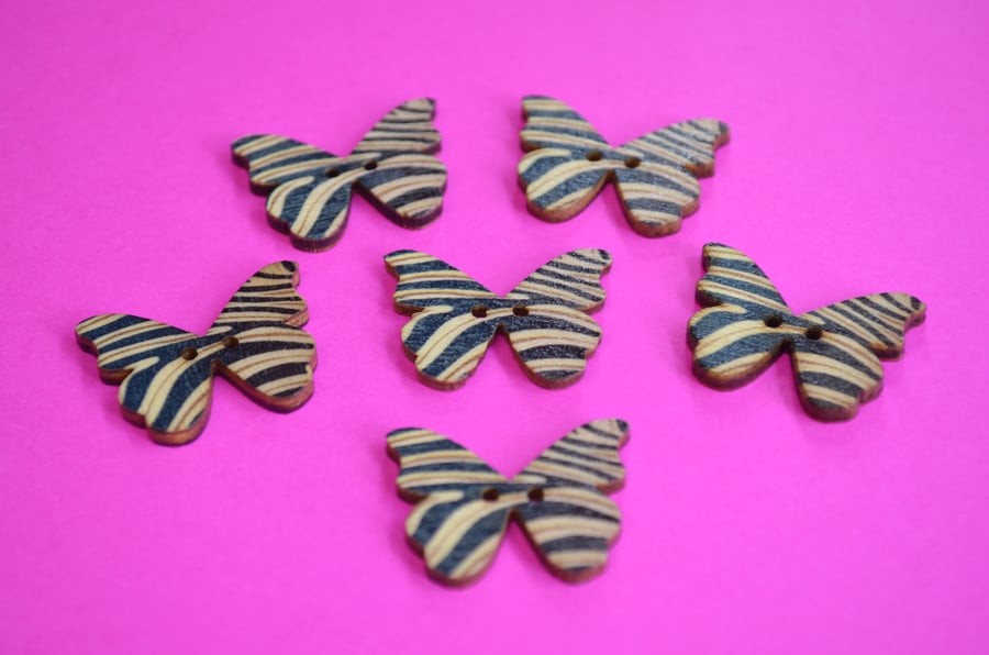 Craft Embellishments: Printed Wooden Butterflies - 6pk Craft Embellishments: Printed Wooden Butterflies - 6pk