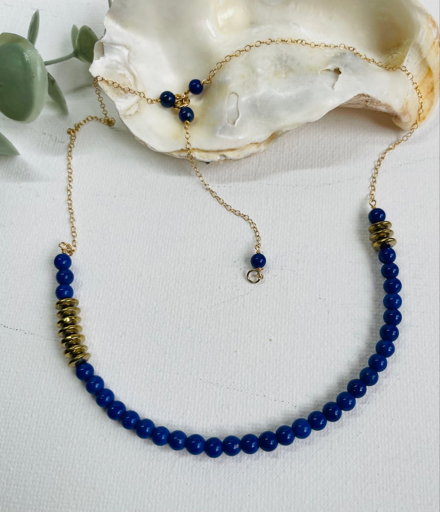 Lapis Lazuli and Gold filled chain necklace