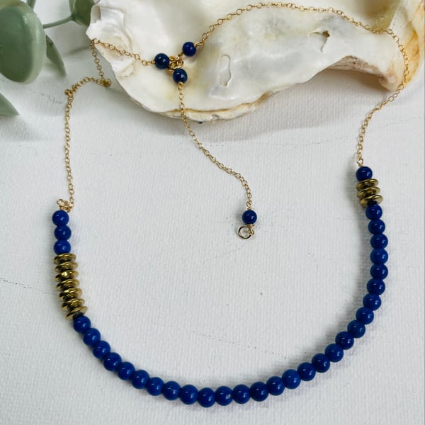 Lapis Lazuli and Gold filled chain necklace