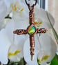 Green Dragon Scale Copper Cross Crucifix Pendant Necklace Gift Jewellery Jewelry - Image 5