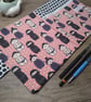 A5 sketchbook or notebook with fabric cover, fighter kokeshi doll design - Image 3