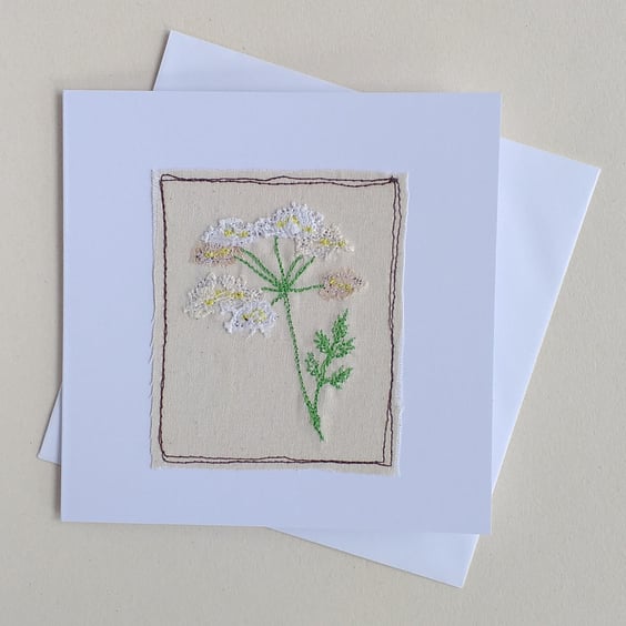 Embroidered Cow Parsley Card