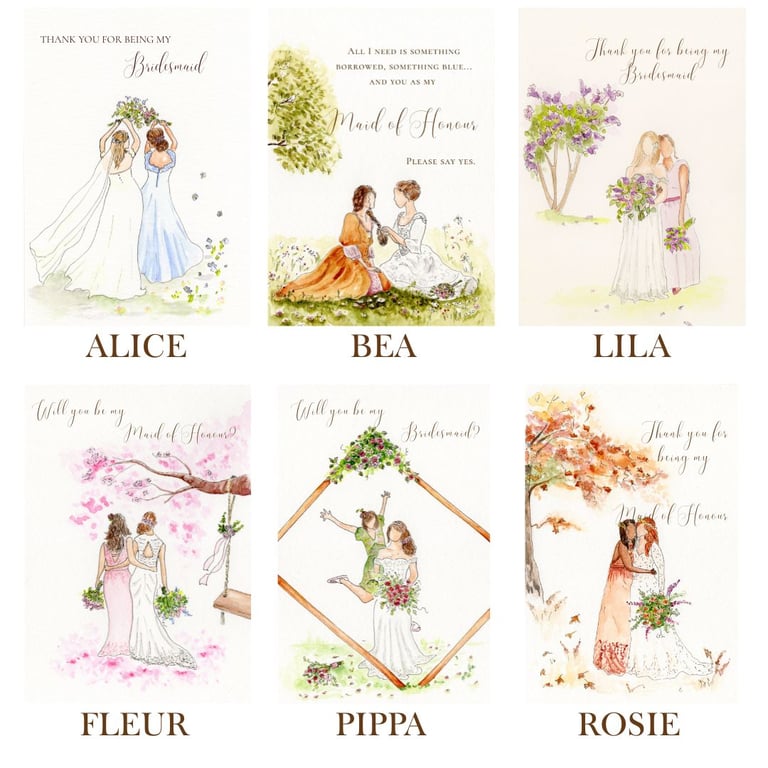 Bridesmaid, Maid of honour proposal card, Printable PDF, Can be personalised