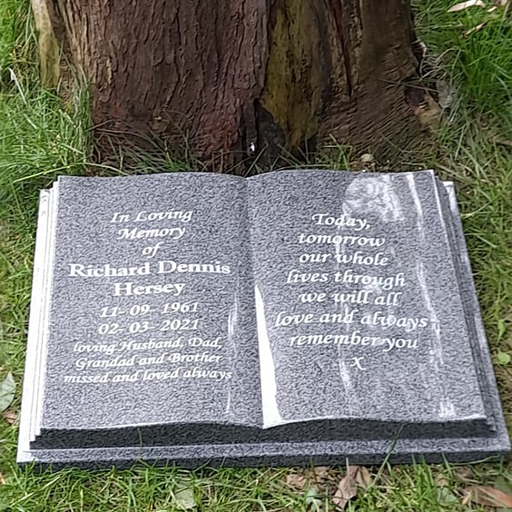  Grey Granite Open Book Bible Memorial Grave Plaque Cemetery stone  HeadStone