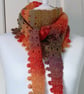 Crocheted Here Comes the Sun Scarf with a Bobble Edging in Autumnal Colours