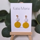 Yellow and marble effect earrings 