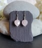 Rose Quartz Heart and Sterling Silver Earrings 