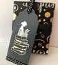 Handmade Girl Reading Bookmark: Silver Mirror & Polka Dot Ribbon - Image 1