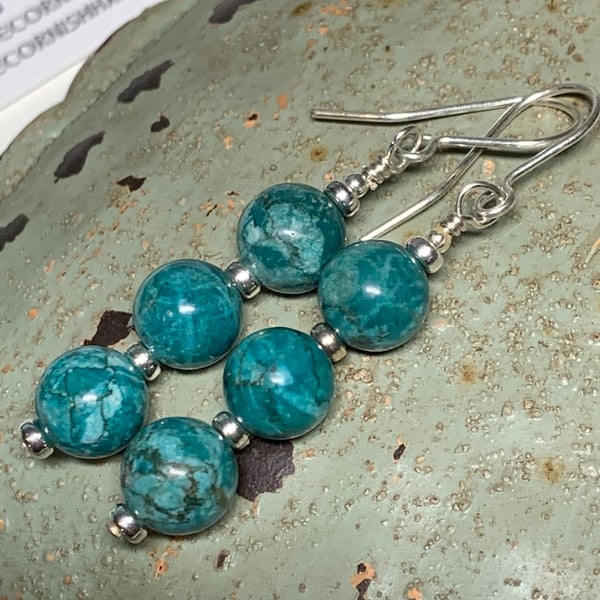 Gorgeous Turquoise and sterling silver earrings FREE UK POSTAGE